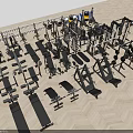 Various Types Of Strength Training Fitness Equipment Including Dumbbells Workout Benches And Machines