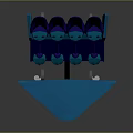 Blue Four Seats Arrangement With Platform And Support Structure Design