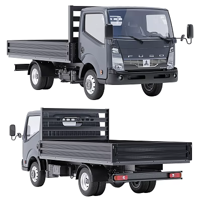 Black Mitsubishi FUSO Truck With Open Bed And Front Rear Views 3d model Black Mitsubishi FUSO Truck With Open Bed And Front Rear Views 3d model