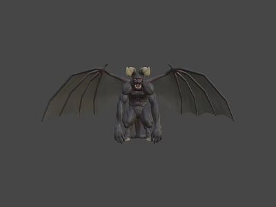 Game and Movie Demon Character with Bat Wings Horns Red Eyes and Dark Skin 3d model