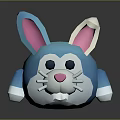 Cute Blue Rabbit Plush Toy With Pink Ears White Ear Tips Whiskers And Black Eyes