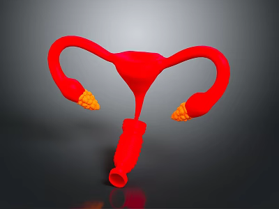 Red Uterus Anatomical Model with Fallopian Tubes and Ovaries for Medical Education 3d model