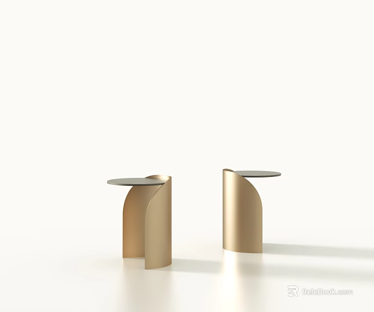 Modern Gold Side Table With Sleek Arc Design And Round Top Surface 3d model