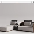 Modern Sectional Sofa with White Cushions Brown Armrests Side Table and Lamp