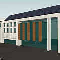 Modern Commercial Complex Exterior With Glass Curtain Wall Wooden Accents And White Structural Elements