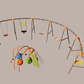 Colorful Outdoor Playground Equipment With Swings Slide And Climbing Structure On Grass Field For Kids
