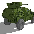Green Military Armored Functional Vehicle With Roof Mounted Gun And Protective Armor