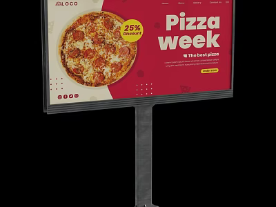 Promotional Pizza Week Billboard With 25 Percent Off Deal And Fresh Ingredients 3d model