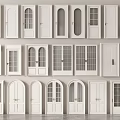 White Interior Hinged Doors With Various Designs And Glass Panels 3d model