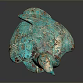 Turquoise Eagle Sculpture with Gold Red Patterns and Decorative Base 3d model