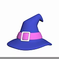 Blue Wizard Hat With Pink Band And White Square Buckle Design
