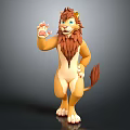 3D Cartoon Lion Character Design With Brown Mane Standing Pose And Friendly Paw Gesture
