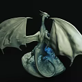 Artistic Mythical Dragon Sculpture With Spread Wings And Rock Base Design