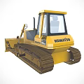 Yellow Komatsu Tracked Bulldozer With Front Blade And Cab For Construction Work