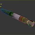 Green Military Missile Featuring Metallic Sections And Yellow Markings On Shiny Surface
