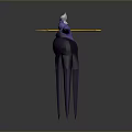 Animated Purple Character With White Hair Yellow Weapon And Dark Dress Purple Hem Outstretched Arms