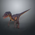 Realistic 3D Dinosaur Model With Purple Yellow Skin Sharp Teeth Standing Pose 3d model