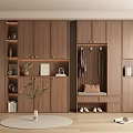 Modern Wooden Shoe Cabinet Interior With Storage Compartments Hanging Area And Bench