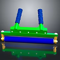Double Handle Manual Roller Tool With Green Frame Blue Grips And Gold Roller Ends