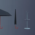 Different Styles of Umbrellas Including Open Folded Stand and Hanging Designs