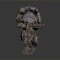 Realistic Volcanic Cave Scene With Glowing Red Lava And Stone Steps