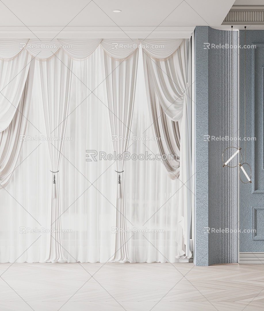 French curtain gauze curtain 3d model