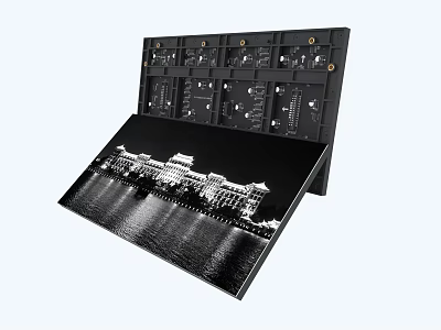 Public Facility Building Control Panel With Waterfront Lighting And Building Image Panel 3d model