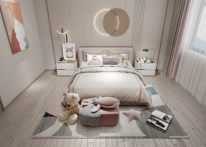 Modern Children's Bed Girls Bed 3d model