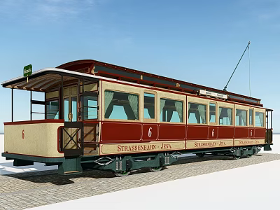 Vintage Strasbourg Alsace Tram With Red Cream Exterior And Number 6 3d model