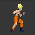 Super Saiyan Goku Anime Game Character Blonde Spiky Hair Shirtless Orange Torn Pants Fighting Stance