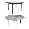 Elegant Modern Round Dining Table With Marble Tabletop And Black Legs 3d model