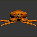 Orange Aquatic Crab Featuring Silver Shell Part In 3D Rendered Dark Background With Reflection 3d model