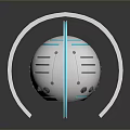 Futuristic Sci-Fi Robot Design With White Spherical Body Blue Glowing Center And Curved Appendages