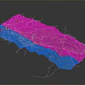 Green Mountain Terrain Model With Detailed Topography And Support Lines