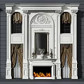 Classical White Wall Design With Ornate Carvings Fireplace Mirrors And Decorative Columns