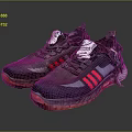Black Sports Shoes With Red Soles Red Side Stripes White Laces Mesh And Textured Soles