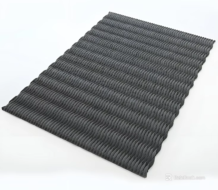 Dark Colored Square Area Rug With Wavy Striped Texture Modern Minimalist Design 3d model 