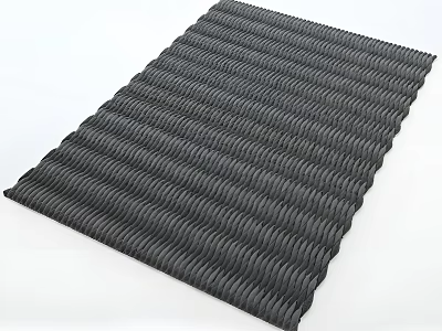 Dark Colored Square Area Rug With Wavy Striped Texture Modern Minimalist Design 3d model