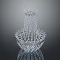 Elegant Crystal Chandelier Design With Hanging Beads And Reflective Surface 3d model