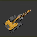 Yellow Crawler Excavator With Cab Arm And Bucket On Tracked Chassis