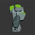 Low Poly Stone Monster Character With Green Shoulders And Brown Spikes