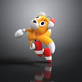 Cartoon Yellow Animal with Red Hat White Gloves and Red White Striped Legs