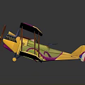 Colorful Biplane Model With Yellow Pink Wings And Open Cockpit Propeller