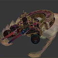 Futuristic Mechanical Vehicle With Cannon Parts Circular Components And Metallic Texture