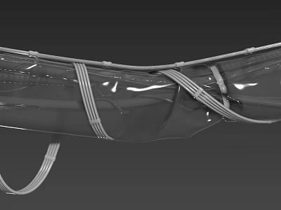 Transparent Material Structure Secured With Straps Featuring Glossy Surface Design 3d model