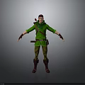 3D Model Of Archer In Green Outfit With Quiver Red Gloves And Brown Boots