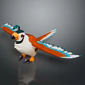 Colorful Bird with Orange and Blue Wings and White and Brown Body as