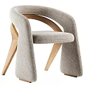 Modern Leisure Chair With Curved Wooden Armrests And Comfortable Fabric Seat Design