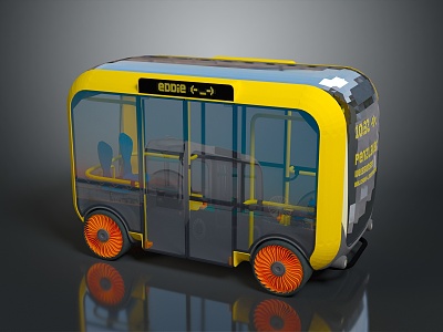 Modern minibus minivan driverless bus 3d model