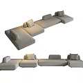 Modern Modular Sectional Sofa With Light Gray Upholstery And Comfortable Cushions 3d model